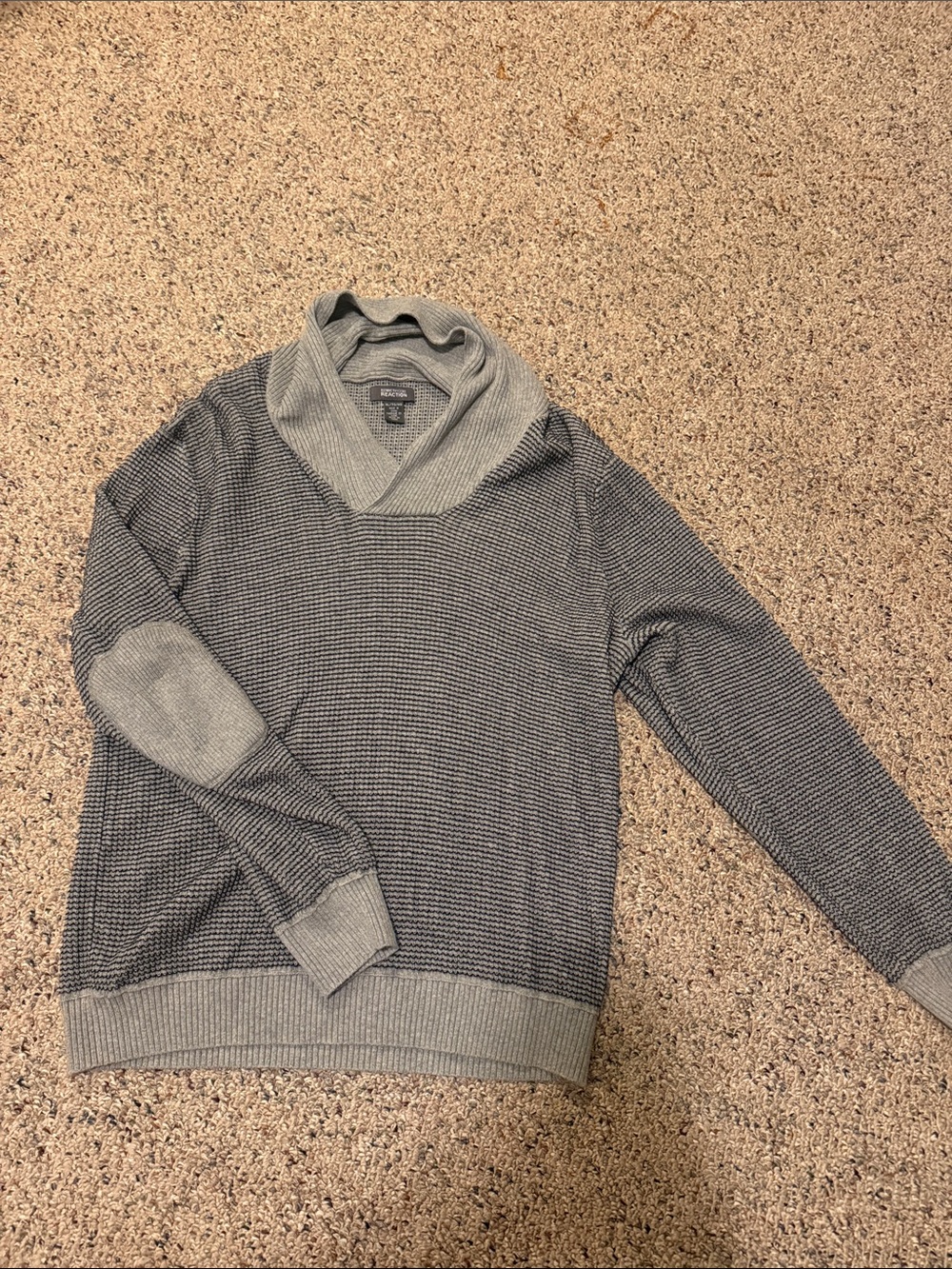 Men's Gray Shawl Collar Knit Sweater